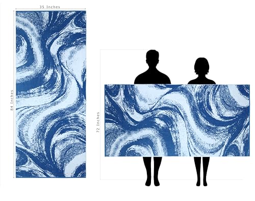 COTTON CRAFT Oversized Beach Towels - 2 Pack XXL 35x84 - Summer Wave - The Big Kahuna 7 Foot Extra Large Beach Blanket Towel - Big & Tall - 100% Cotton Jacquard Velour Soft Pool Bath Towel - Blue - color: Surf Blue, size: 2 Pack - 35x84