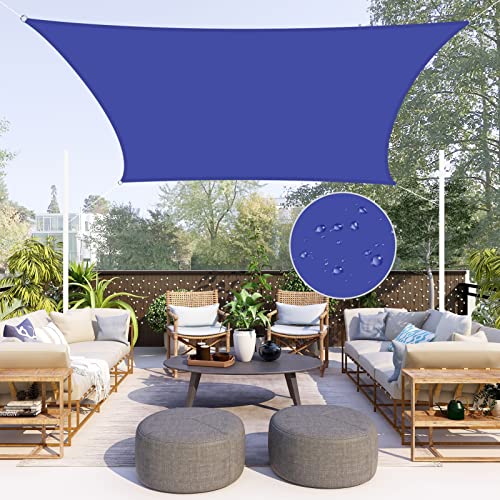 Neween Sun Shade Sail Rectangle Canopy, Waterproof & UV Block Sunshade for Outdoor Patio Lawn Beach Garden Carport Backyard Deck Pergola (13'x16', Blue) - color: Blue, size: 13'x16'