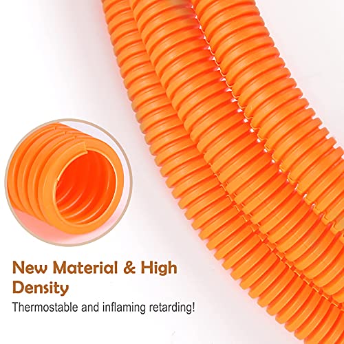 ZhiYo 20FT 1/2” Wire Loom Split Tubing Auto Wire Conduit Flexible Cover | High Temperature Heat Resistant -40F to 257F | Plastic Cover for Electrical Wires & Cables, Orange - color: Orange, size: 20FT 1/2"