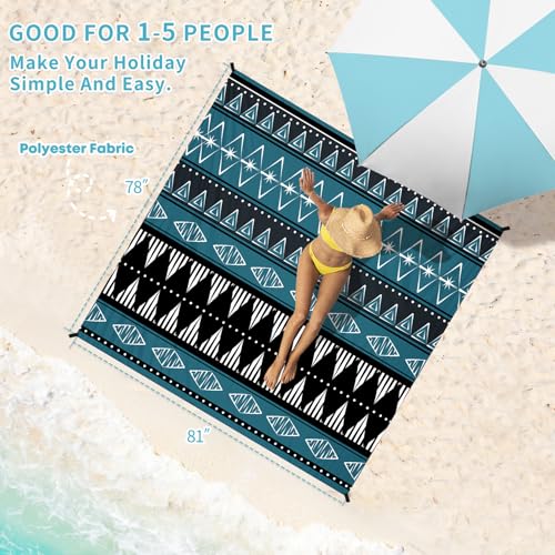 Beach Blanket 78''×81'' Suits 1-5 Adults Waterproof Sandproof Oversized Waterproof Lightweight Durable Beach Blanket Large Picnic Mat for Travel Camping Picnic - color: Boho, size: 78''x81''