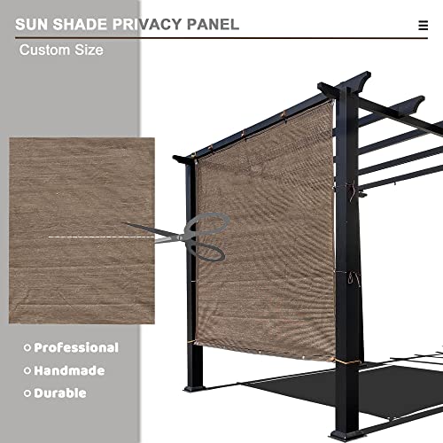 Sun Shade Privacy Panel with Grommets on 4 Sides for Patio, Awning, Window Cover, Pergola or Gazebo (Mocha Brown, 8' x 8') - color: Mocha Brown, size: 8' x 8'
