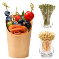 CockStixs 100 Pcs 12 oz Charcuterie Cups with Bamboo Skewers, Disposable Paper Appetizer Snack Holder Brown with Cocktail Picks (100 Cups + 200 Skewers) - size: 100 Pcs Set