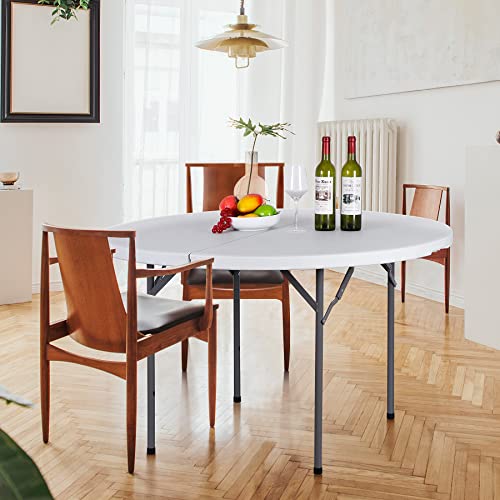 ZenStyle Folding Table, Indoor Outdoor Portable Plastic Dining Card Table Utility Table for Camping Dining Event Party, White (Round, 48"x48") - size: 48"x48"