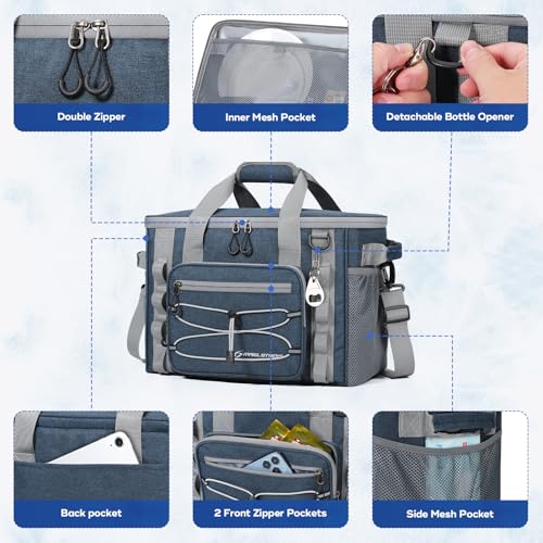 Maelstrom Soft Sided Cooler Bag, 30/40 Can Collapsible Insulated Ice Chest, Large Leakproof Portable Storage for Camping, Travel, Kayaking & Beach - color: 3.Blue, size: 40 Can