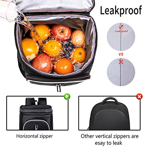 FORICH Soft Cooler Backpack Insulated Waterproof Backpack Cooler Bag Leak Proof Portable Small Cooler Backpacks to Work Lunch Travel Beach Camping Hiking Picnic Fishing Beer for Men Women - color: Black