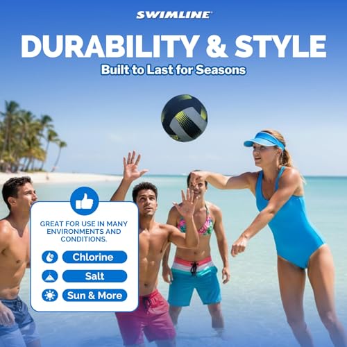 SWIMLINE Neoprene Pool & Beach Accessory for Active Group Play, Backyard Games, and Water Sports – Waterproof Soft Volleyball, Black & Yellow, 8.5" - style: Neoprene Pool Volleyball