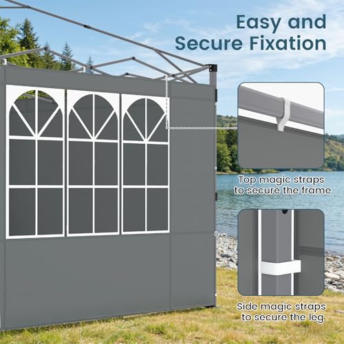 Raynesys Sidewall for 10x10 Canopy Tent, Waterproof Silver-Coated Fabric, UPF 50+ UV Protection, 3 Pack Canopy Wall 114''x72'', No Frame or Top Cover, Gray - color: Gray