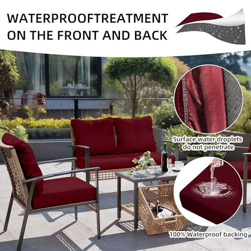12Pcs Outdoor Cushion Covers, Patio Cushion Covers,Stretch Elastic Slipcovers, Replacement Washable & Reusable Furniture Protector for Patio Couch (Claret,Cover Only) - color: Claret, size: 12Pcs-Solid color