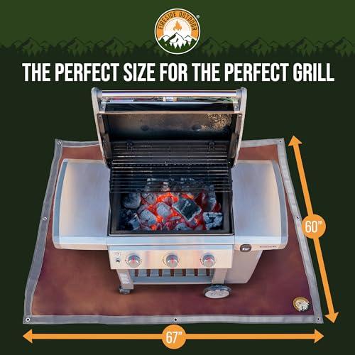 Fireside Outdoor Portable Fire Pit Mat for Under Grills - Under Grill Mats for Outdoor Grill Deck Protector, Solo Fire Pit Accessories, Fireproof Mats, BBQ Pits, Firepit - Ember Mat, 67"x60"