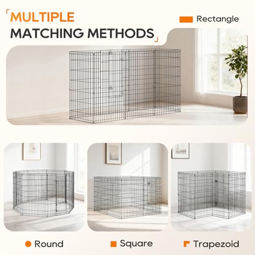 NChanmar Pet Dog Palypen Foldable Portable Metal Dog Fence Pet Exercise Pen Outdoor & Indoor Puppy Palypen Kennel 42 Inch Height 8 Panels w/Door for Camping Yard Lawn and BBQ, Black - size: 42 In