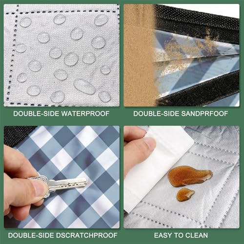 ZUBOND Extra Large Picnic Blanket Outdoor Picnic Mat Waterproof Foldable 80''x100'', Beach Blanket Sandproof for LawnPark, Grass, Travel, Hiking, Camping Essentials, Vintage Gingham Picnic Blanket - color: Blue White, size: 80 x 100 Inch