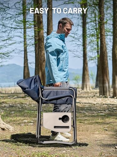 TIMBER RIDGE Double Camping Chair Portable Loveseat, Heavy Duty Folding Camp Couch, 2 person Director Chairs with Cup Holder for Outdoor Lawn Tailgates Picnic Sports Soccer Games Supports 600 lbs Blue - color: Loveseat Blue, style: Loveseat