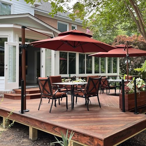 PURPLE LEAF 10ft Patio Umbrella Outdoor Round Umbrellas Large Cantilever Umbrella Windproof Offset Umbrellas Heavy Duty Sun Umbrella for Garden Deck Pool Patio, Brick Red - color: Brick Red, size: 10 Feet, style: Umbrella