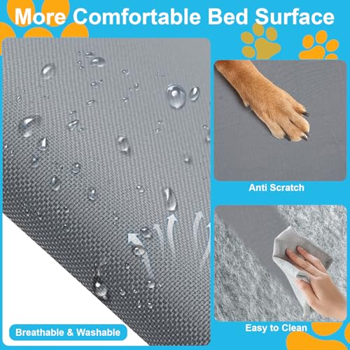 42'' Outdoor Elevated Dog Bed with Pillow, Raised Dogs Bed with Six Support Feet, Breathable Cooling Dog Cot Beds Mediu with 4 Ice Pack(Large)