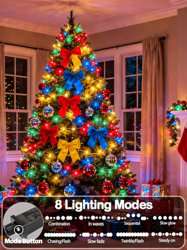 Upgraded 165FT 500 LED Multicolor Christmas String Lights Indoor & Outdoor, Memory Function & Timer & 8 Modes, Green Wire Waterproof String Lights for Xmas Tree Holiday Party Garden Decor (Multicolor) - color: Multicolor, size: 500LED