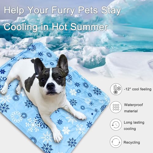 Upgraded Dog Cooling Mat 23.62” x 19.68” Pet Summer Self-Cooling Pad Easy Washable Comfortable Cooling Sleeping Bed for Dogs and Cats (L for Pets Under 44lb)