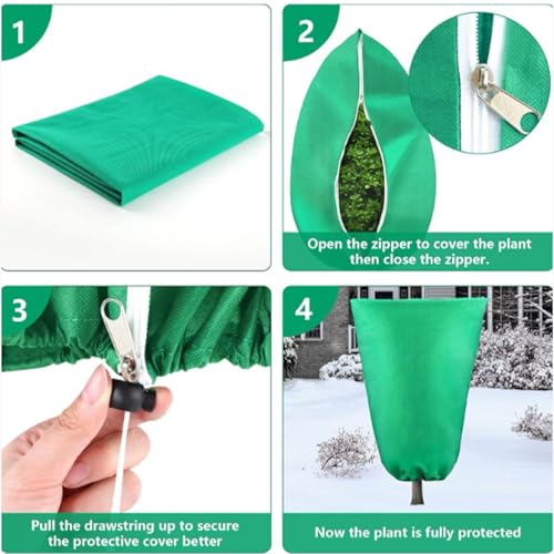 Heavy-Duty Plant Cover with Zipper, Frost Protection Windproof Waterproof Reusable Garden Blanket, Winter Plant Frost Protection Covers for Shrubs, Trees & Outdoor Plants