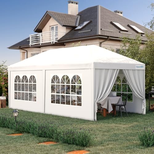 Quictent 10x20 Party Tent Gazebo Wedding Canopy Tent for Parties BBQ Shelter Pavilion with Removable Church Sidewalls & Elegant Church - size: 10'x20'-standard