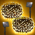 Solar String Lights Outdoor Waterproof Total 100LED 33FT Solar Garden Lights 8 Modes for Yard/Patio/Tree/Gazebo/Terrace/Fence/Pathway, 16.4Ft*2, 50LED*2 for Christmas - Warm White - size: 16.4ft 2 Packs