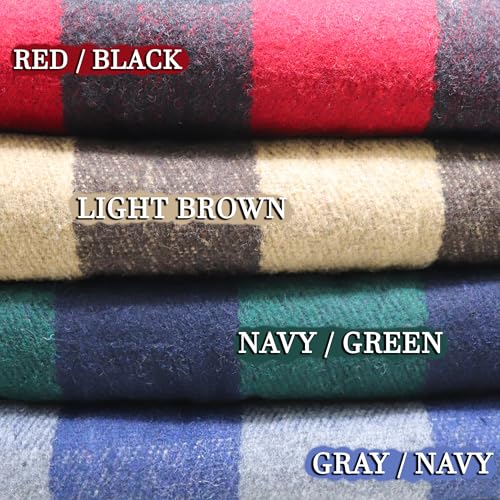M MCGUIRE GEAR Warm Wool Bunkhouse Plaid Blanket for Camping, Home, Survival, or First Aid, 64" x 90" (Gray/Navy) - color: Gray/Navy