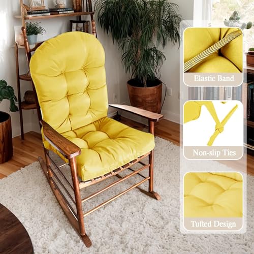 Adirondack Chair Cushion, Waterproof Outdoor Seat Cushions for Patio Furniture, Thick High Back Replacement Pad for Porch Lawn Wicker Dining Desk Chair, Rocking Chair Cushion, Yellow - color: Yellow