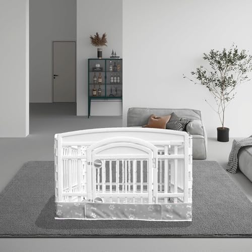 Dog Playpen Bottom Pad Fits for 36 Inch 4 Panels Exercise Pet Playpen, Dog Crate Pad Puppy Playpen Pad, Hoop and Loop Design (Note: Playpen Not Included). -Gray - color: Gray