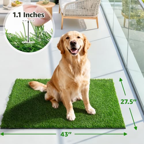 Artificial Turf Grass Outdoor: Grass Pad for Dogs Indoor Potty Training, Replacement Turf Rug for Patio Balcony Lawn Apartment Decoration, Easy to Clean with Drainage Holes(43x27.5 inch) - size: 43x27.5 inch