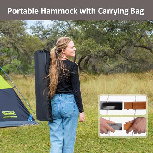 SUNCREAT Hammocks Portable Hammock with Frame, Backyard Double Hammock with Curved Spreader Bar, Brown - color: Brown