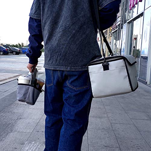 Insulated Drink Carrier - Keep Drink Cold & Food Hot, Reusable Caddy with Dividers & Clear Pocket