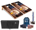 Tailgating Pros Cornhole Boards - 4'x2' Regulation Boards w/Carrying Case, Score Keeper, & Set of 8 Corn Filled Bags w/Tote - size: 4'x2' Boards, style: Patriotic Eagle US Flag