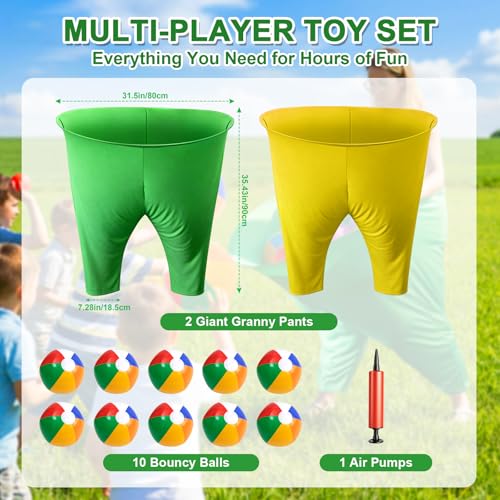 Granny Pants Yard Game, Outdoor Game with Bouncy Ball and Air Pump, Team Relay Family Reunion Party Field Game - size: 2PCS