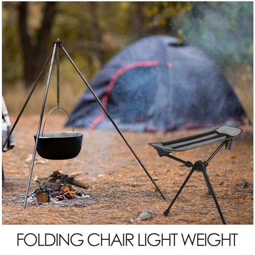 Portable Camping Footrest Stool Folding Ultralight Picnic Seat with Footrest, Gray, Compact Outdoor Hiking Fishing Chair for Travel and Leisure