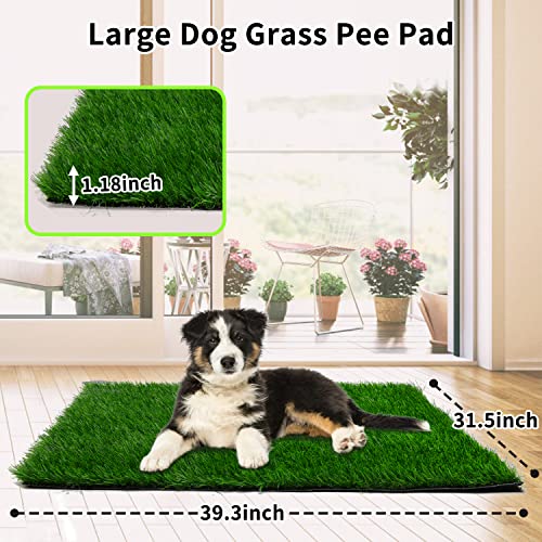 Grass Pad for Dogs 39.3 x 31.5 Inches Fast-Drain Artificial Grass for Pets Potty Training, Easy to Clean Fake Grass for Dog Indoor Outdoor Use(1 Pack) - size: 39.4x31.5 Inch
