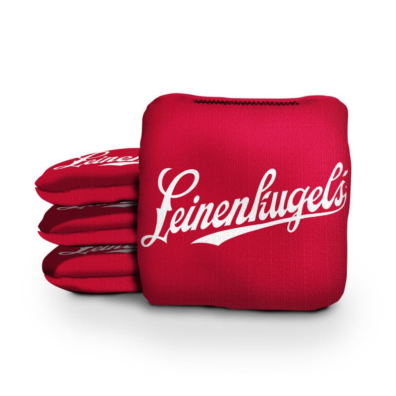 Slick Woody's Official Brand Beer + American Flag Cornhole Bags – Resin-Filled Tournament Performance with Dual Sided Professional Use Fabric- Set of 4 - color: Leinenkugel's Red