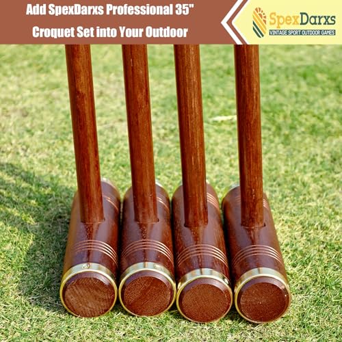 SpexDarxs 35’’Six Player Croquet Set, Deluxe Croquette Kit with Premium Wooden Mallets/Colored/Balls/Wickets/Stakes/Carrying Bag, Classic Outdoor Backyard Lawn Games for Teens Adults Family - color: Mahogany Color