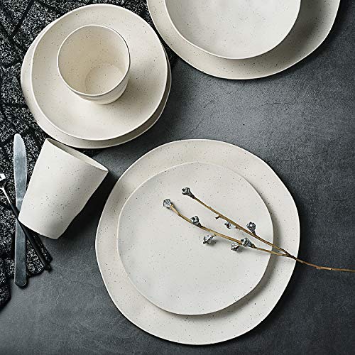 Morgiana Bamboo Dinnerware Set, 8-Pieces Reusable Tableware Set Eco-Friendly Bamboo Fiber Plates, Cups, Bowls for 2 Person (White) - color: Beige