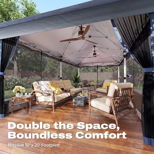 Quictent 10'x20' Pop up Gazebo Canopy Tent, One Person Set up Portable Instant Folding Shelter, Outdoor Canopy Tent with Extra Shade for Backyard, Patio, Party - color: Blue, size: 10x20