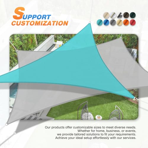 TANG 12' x 14' Sun Shade Sail Rectangle Outdoor Canopy UV Block Sunshades for Patio, Square Shade Cloth for Backyard Porch Deck Garden Pergola Cover, Gray