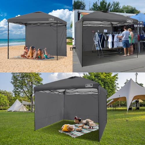 KAMPKEEPER 10X10 Canopy Tent Sidewalls with Zipper for Canopy Frame, 3Pcs Sunwalls Only, UPF50+ Waterproof Side Walls(Dark Grey) - color: Dark Grey