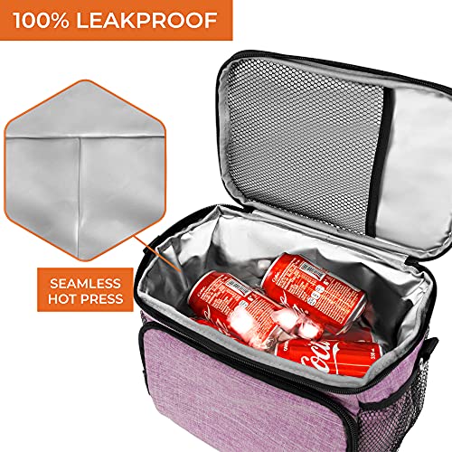 OPUX Insulated Lunch Bag for Men Women, Soft Lunch Box for Office Work School Picnic, Leakproof Lunch Cooler Bag with Shoulder Strap for Kid Adult Boy Girl, Medium Lunchbox Lunch Tote (Heather Purple) - color: Heather Purple, size: Medium