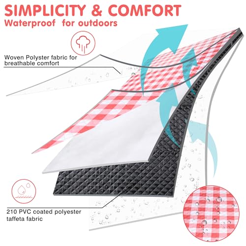 HX&OD Outdoor Picnic Blanket, Extra Large, 80''x80'' Waterproof Foldable Blankets Gingham Picnic Mat for Beach, Camping Grass Lawn Park Accessories Cute Couple Ideas Wedding (Red, 80”x80”) - color: Red, size: 6'8" x 6'8" (Square)