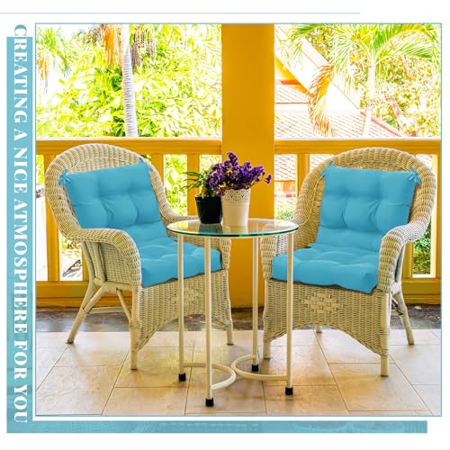 Marsui 4 Pcs Outdoor Indoor High Back Chair Cushions Patio Furniture Tufted Pillow with Ties Water-Resistant Replacement Outdoor Rocking Chair Cushions, 42 x 21 Inches (Royal Blue,Solid Color) - color: Royal Blue, size: Solid Color