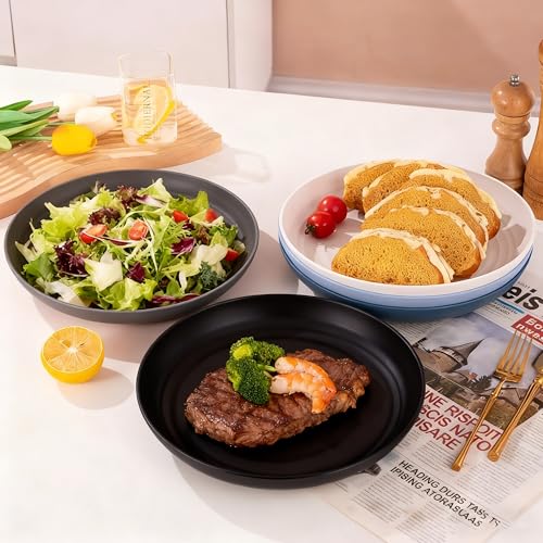 Wheat Straw Deep Dinner Plates Set of 5, Unbreakable Reusable Plates, Microwave & Dishwasher Safe, BPA Free Eco-Friendly Dinnerware for Daily Use & Parties (Multicolor) - color: Multicolor
