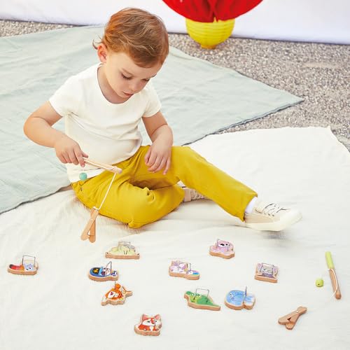 Janod - Applepop Fishing Animal Wooden Carnival Game - Family Game Night - Skill Development - Develops Dexterity and Concentration - Durable, Safe, French Design - style: Claw Game