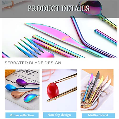 Travel Utensils Set with Case Reusable Stainless Steel Silverware Flatware Set 9 Pcs Portable Cutlery Eating Utensils Set for Lunch Boxes Workplace Camping School, Dishwasher Safe (Black) - color: Black Cutlery Set