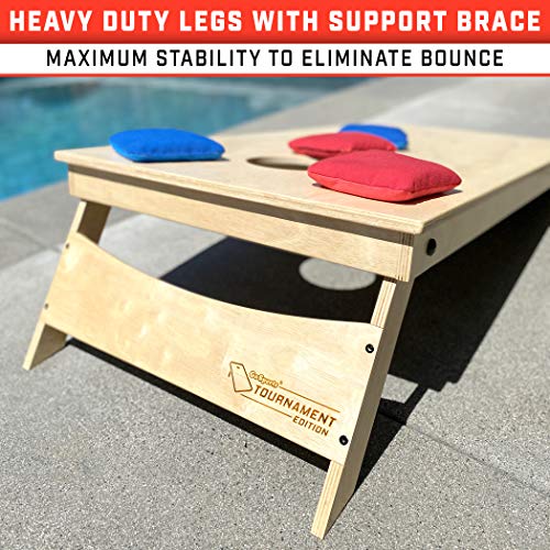 GoSports Tournament Edition Regulation Cornhole Game Set - 4 ft x 2 ft Wood Boards with 8 Dual Sided (Slide and Stop) Bean Bags - style: Classic Tournament Edition
