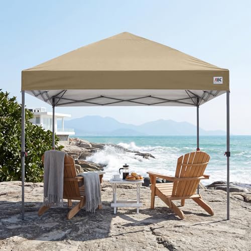 ABCCANOPY 8x8 Pop Up Canopy Tent, Easy Setup Instant Shelter with Wheeled Bag, Heavy Duty Outdoor Canopy for Beach, Market, Backyard, UV Protection, Outdoor Weather Protection (Khaki, 8x8) - color: Khaki, size: 8x8