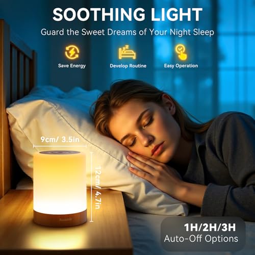 Auxmir Night Light for Kids Baby, Dimmable Touch Lamp for Nursery, 256 RGB Colors 5 Brightness, Portable Rechargeable Bedside Table Lamp for Nightstand, Kids Night Light for Bedroom Living Room, Brown - color: Brown