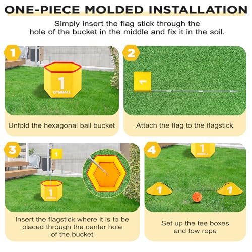 Backyard Golf Set for Kids, Adults and Family, Portable 6 Holes Golf Course with Balls, Flags and Carry Bag for Lawn, Park, Beach and Hotel - Yellow - color: Yellow, size: 6 Holes