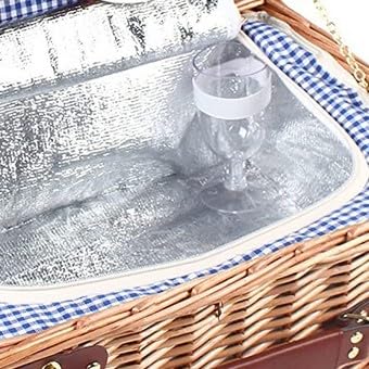 4-Person Handmade Wicker Picnic Basket Set, with Insulated Cooler Compartment, Complete Cutlery Kit, for Outdoor Parties, Picnics, Beach Trips